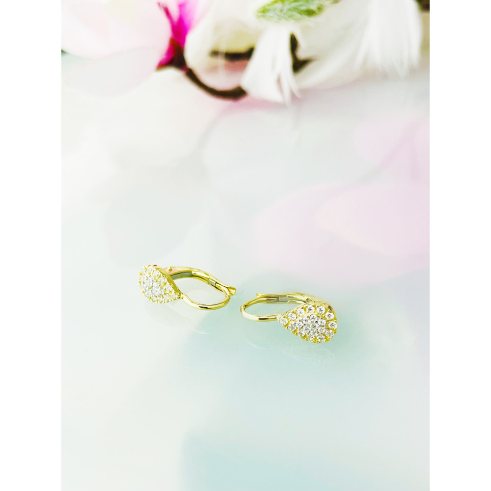 Tropfen Gold Ohrringe mit Zirkonia Ohrhänger Ohrstecker Ohrschmuck Paar Gelbgold