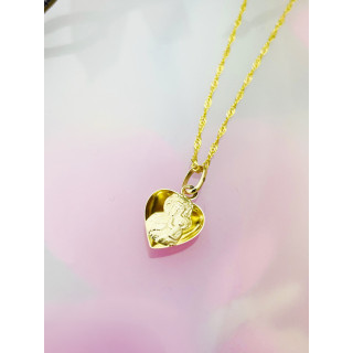 Złoty Medalik Zawieszka serce Matka Boska Częstochowska