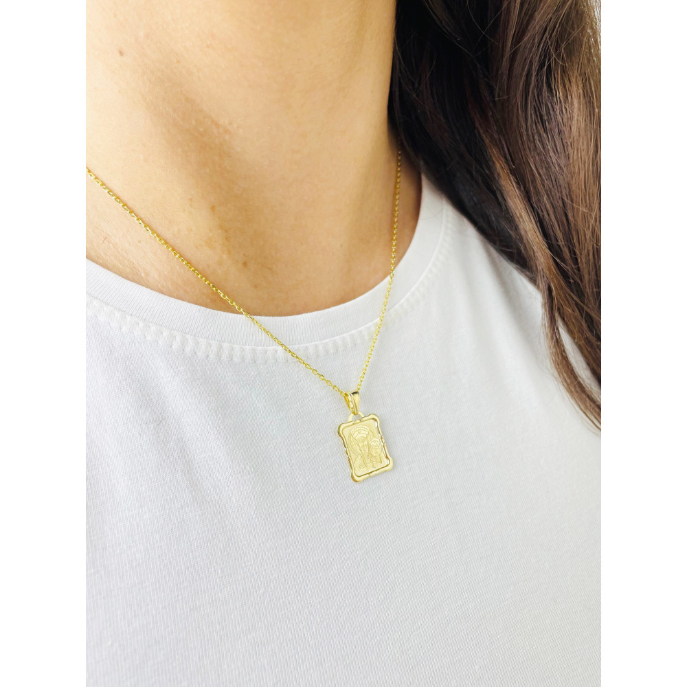 Złoty Medalik Zawieszka Matka Boska Częstochowska wzór laserowy