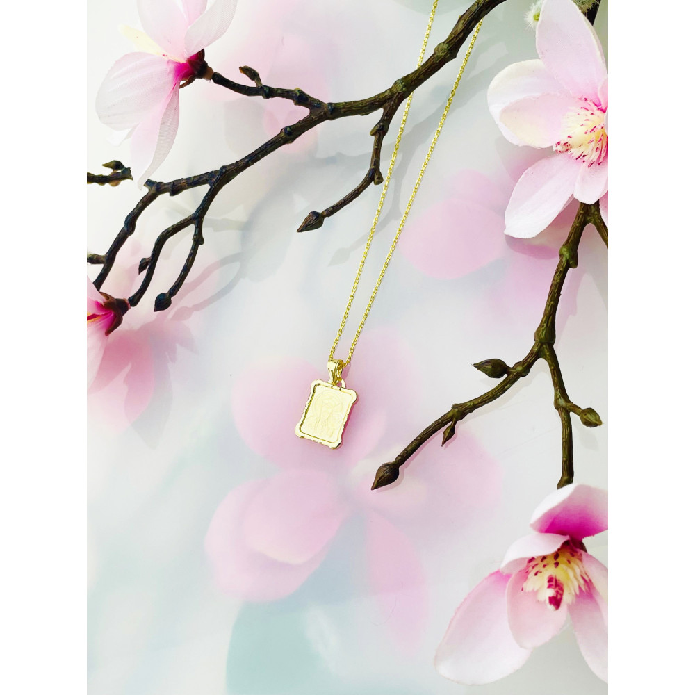 Złoty Medalik Zawieszka Matka Boska Częstochowska wzór laserowy