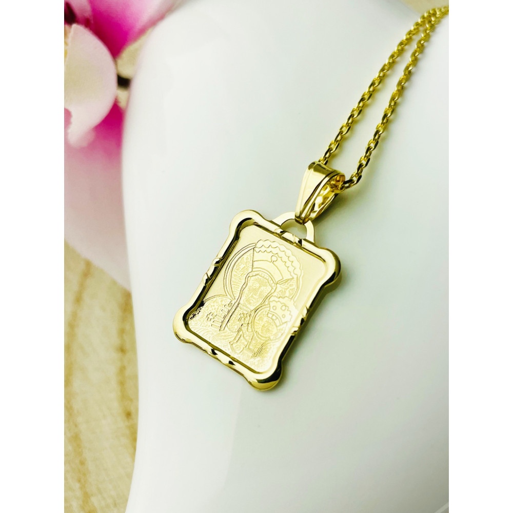 Złoty Medalik Zawieszka Matka Boska Częstochowska wzór laserowy