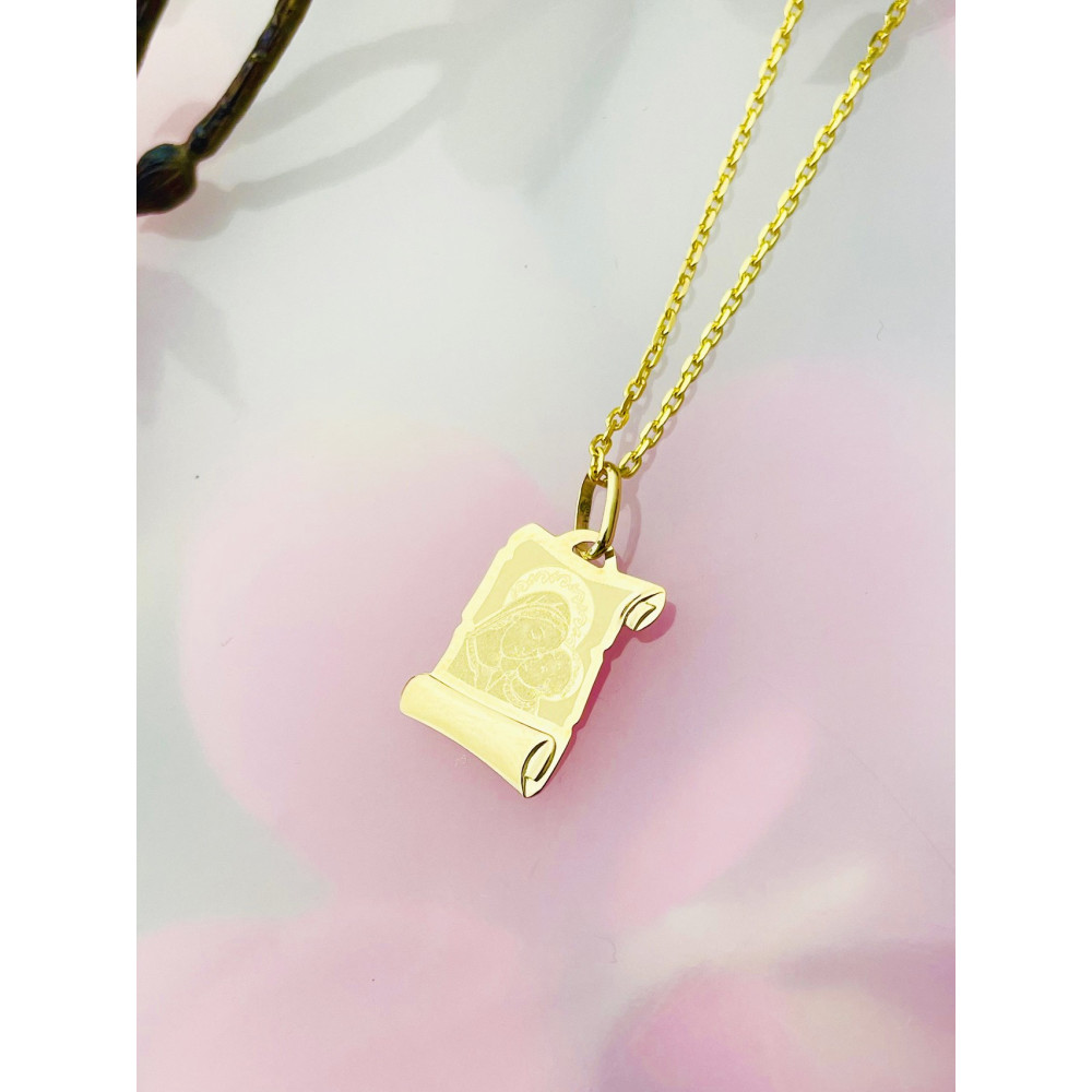 Anhänger Madonna Maria mit Jesuskind Goldanhänger Papyrus