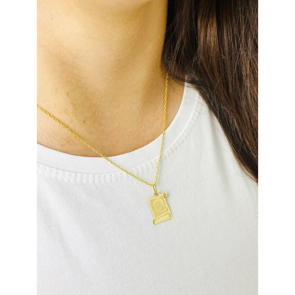 Anhänger Madonna Maria mit Jesuskind Goldanhänger Papyrus