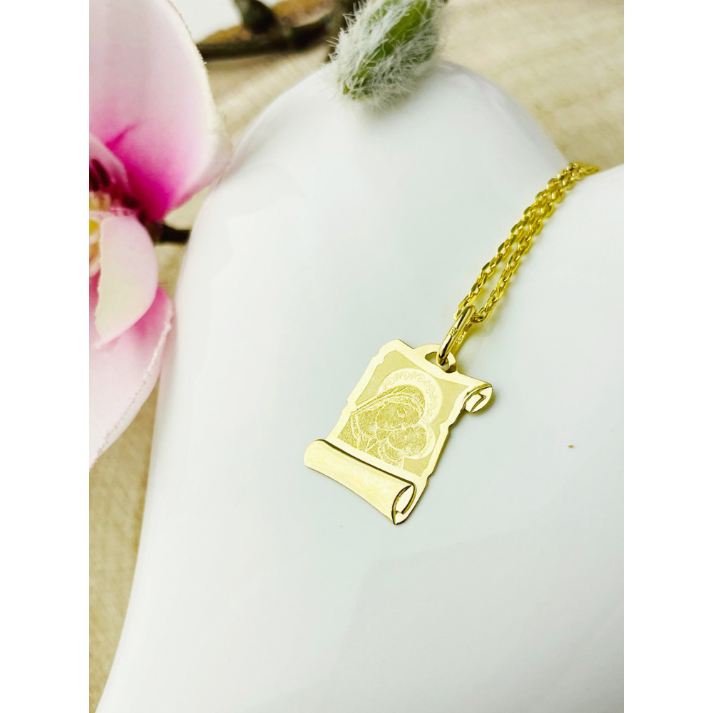 Anhänger Madonna Maria mit Jesuskind Goldanhänger Papyrus