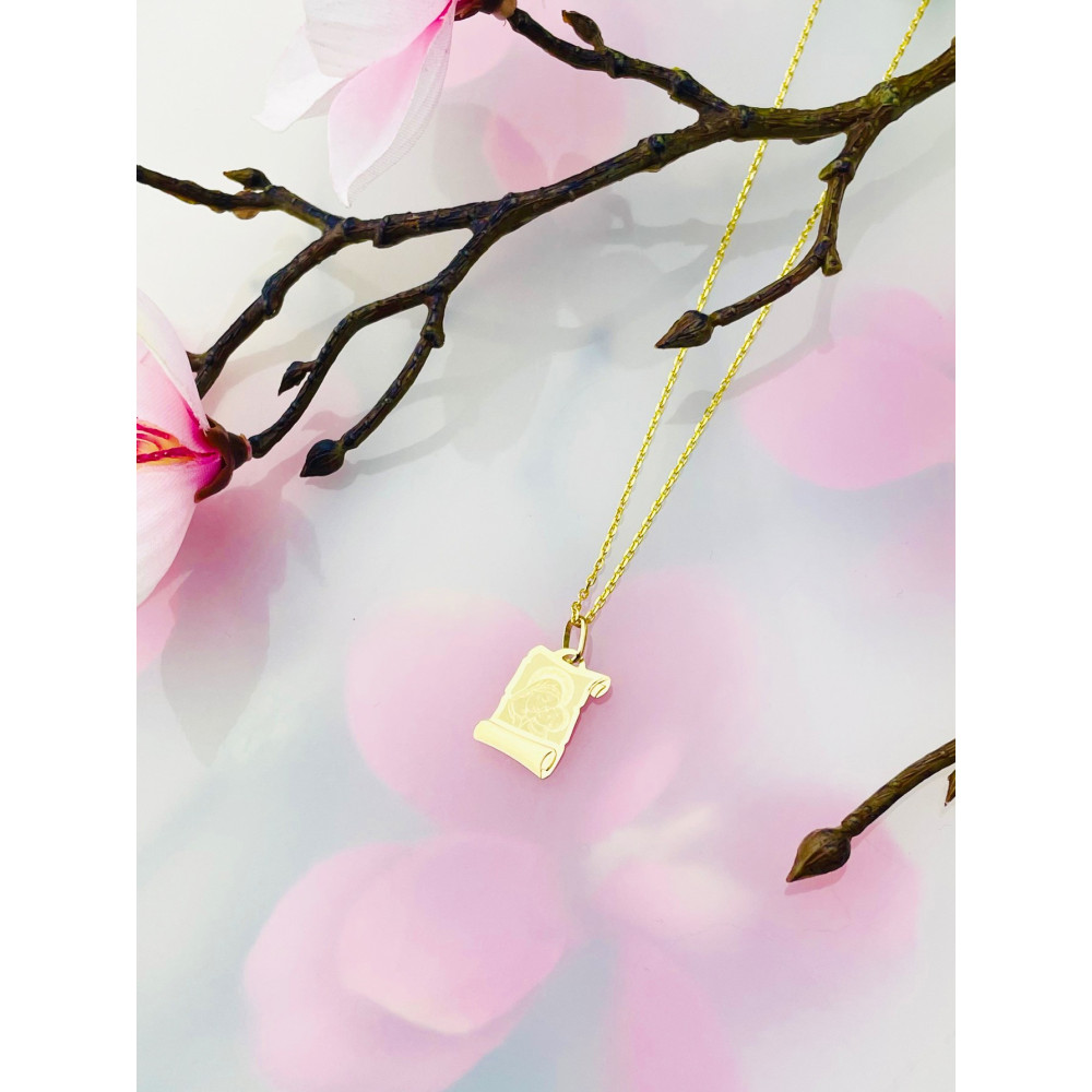 Anhänger Madonna Maria mit Jesuskind Goldanhänger Papyrus