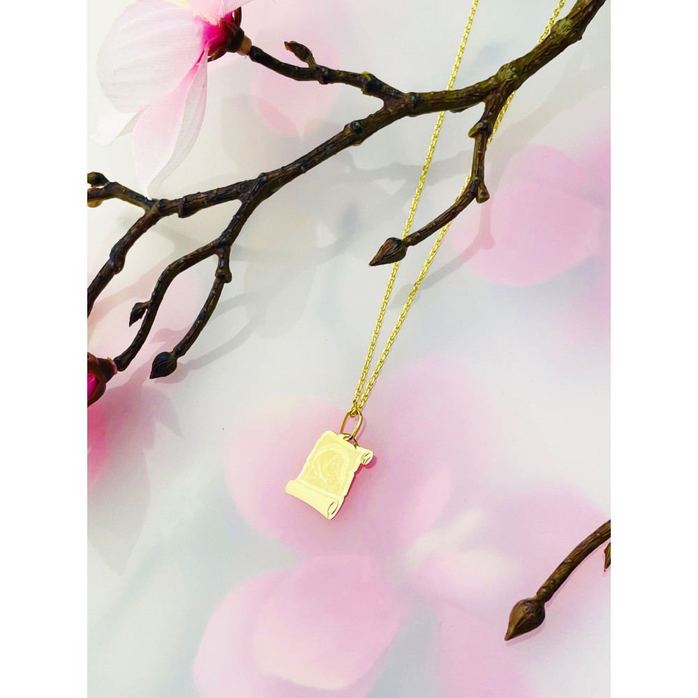 Anhänger Madonna Maria mit Jesuskind Goldanhänger Papyrus