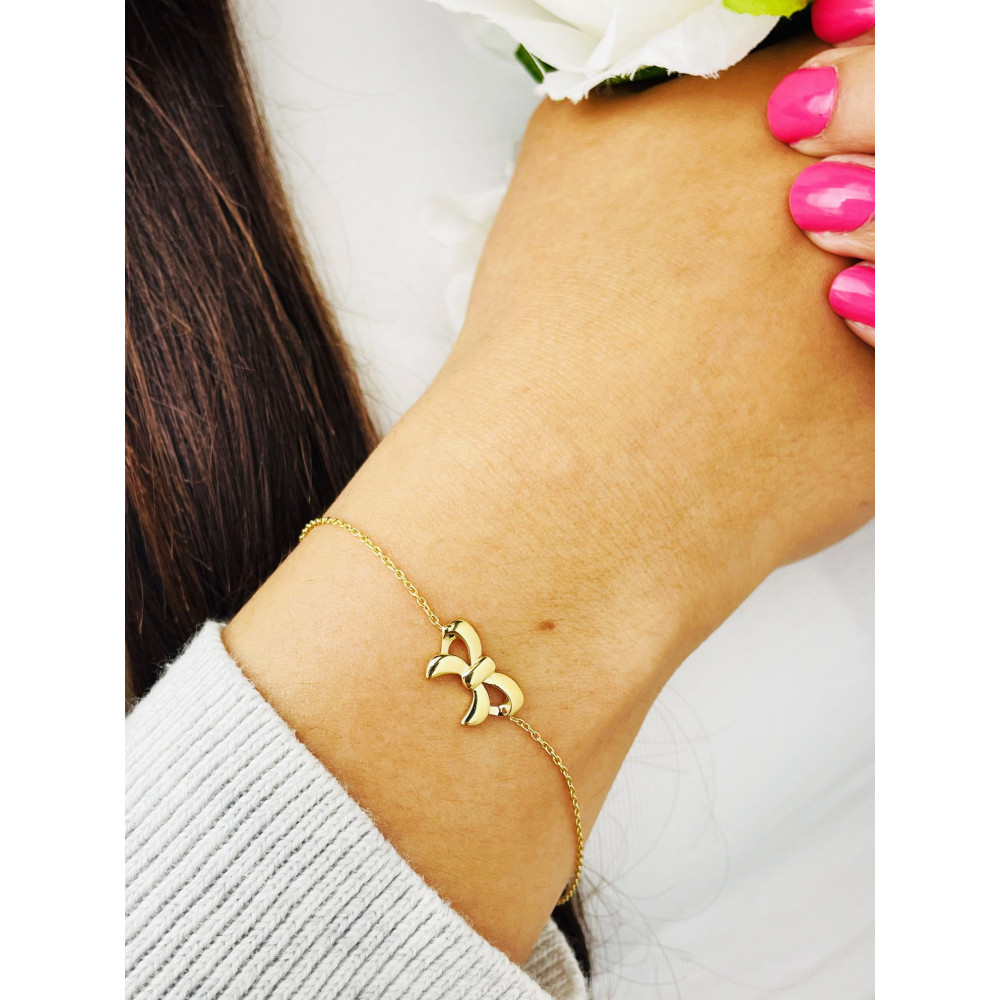 Schleife Damen Goldarmband Armband Armkette Gelbgold 8KT 333er