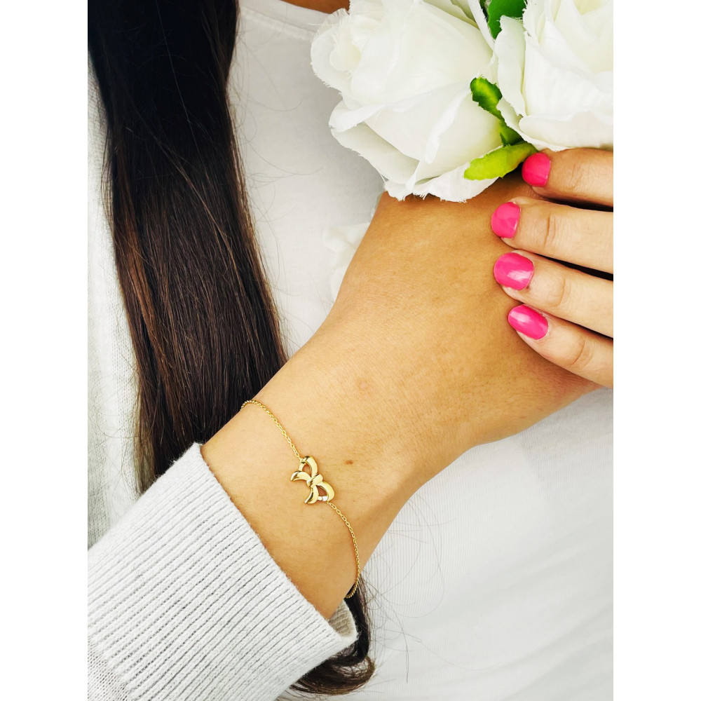 Schleife Damen Goldarmband Armband Armkette Gelbgold 8KT 333er