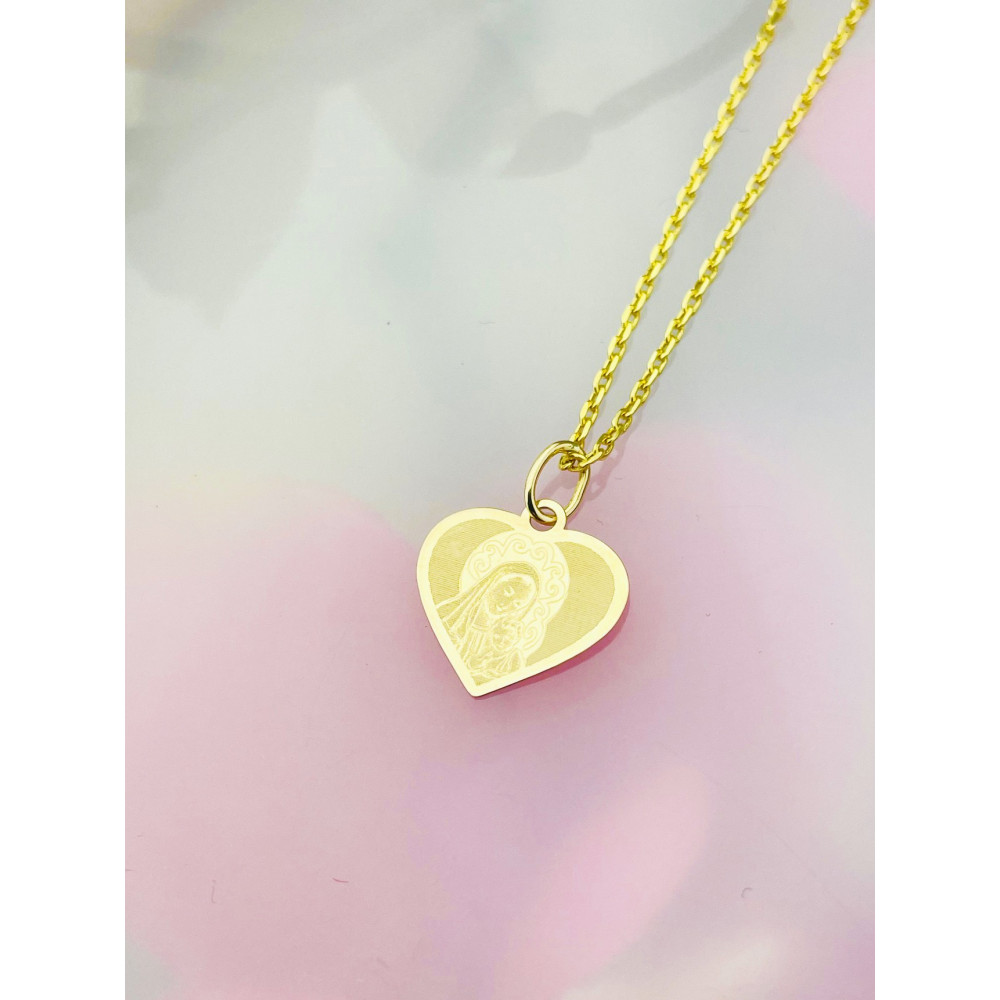 Złoty Medalik Zawieszka Matka Boska z Dzieciątkiem