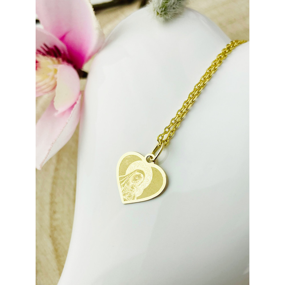 Złoty Medalik Zawieszka Matka Boska z Dzieciątkiem