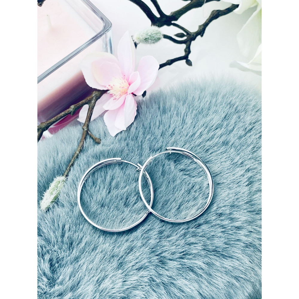 Srebrne kolczyki duże koła szerokie okręgi