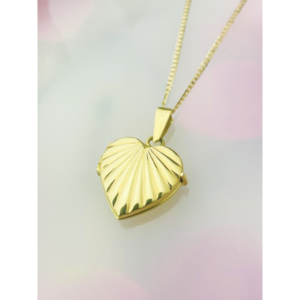 Damen Medaillon Gelbgold Goldanhänger Anhänger Herz Foto Amulett Talisman