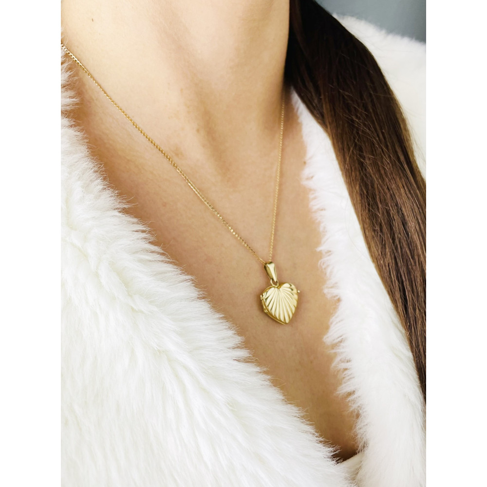 Damen Medaillon Gelbgold Goldanhänger Anhänger Herz Foto Amulett Talisman