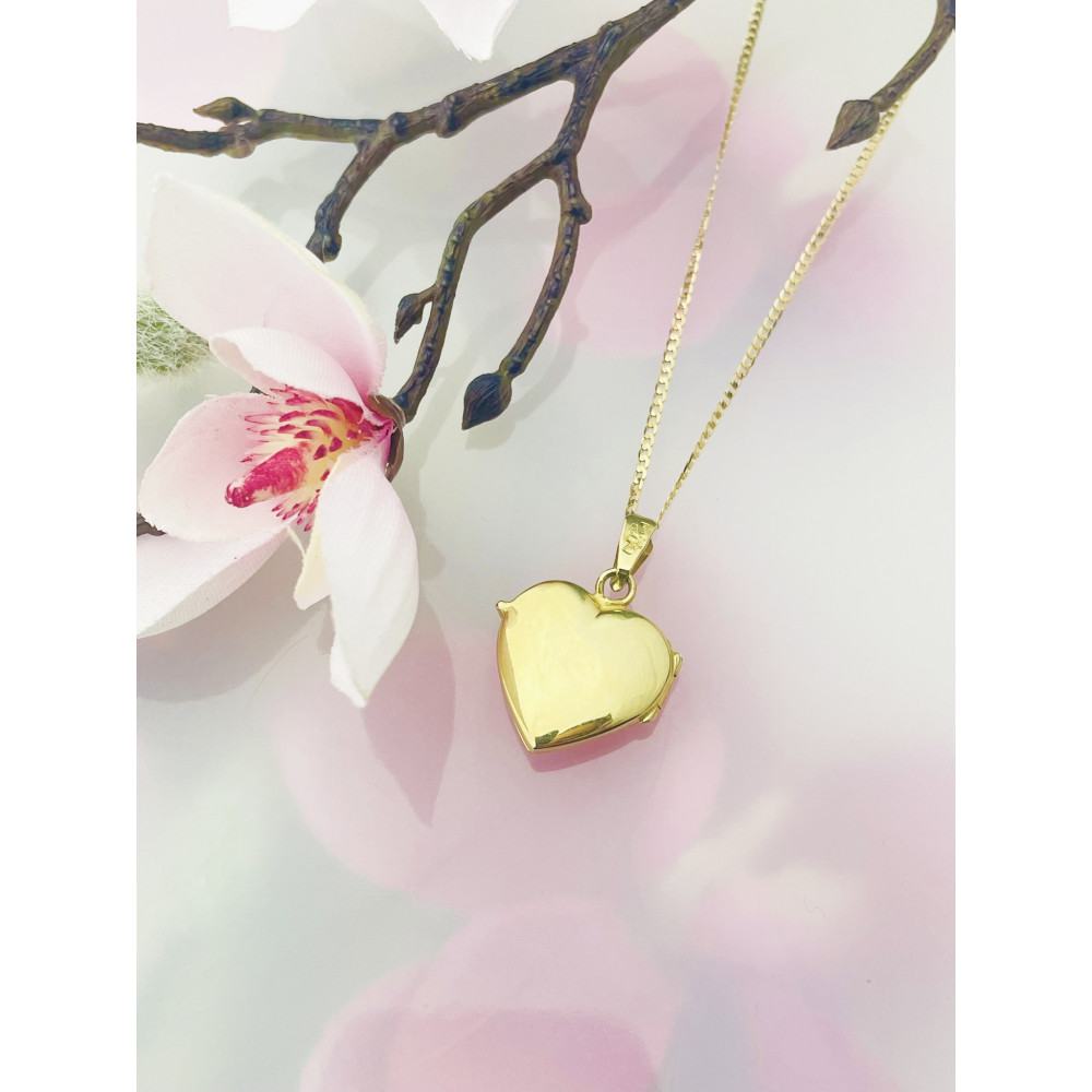 Damen Medaillon Gelbgold Goldanhänger Anhänger Herz Foto Amulett Talisman