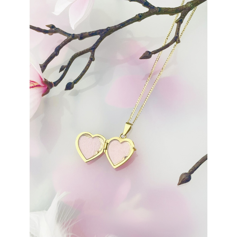 Damen Medaillon Gelbgold Goldanhänger Anhänger Herz Foto Amulett Talisman