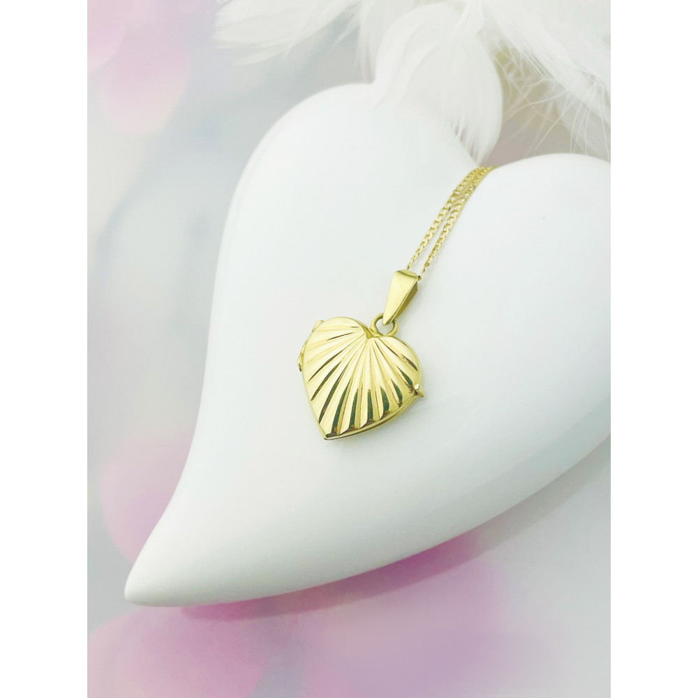 Damen Medaillon Gelbgold Goldanhänger Anhänger Herz Foto Amulett Talisman