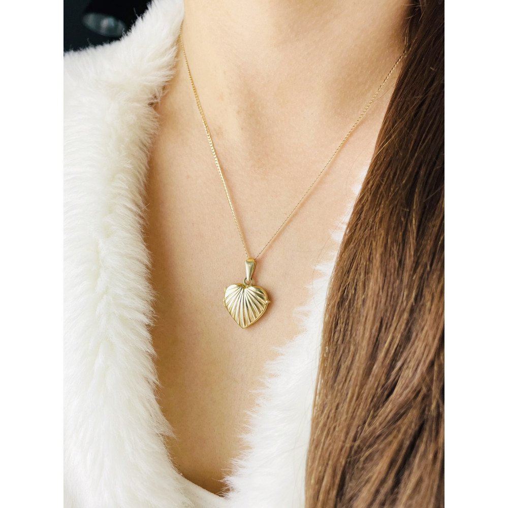 Damen Medaillon Gelbgold Goldanhänger Anhänger Herz Foto Amulett Talisman