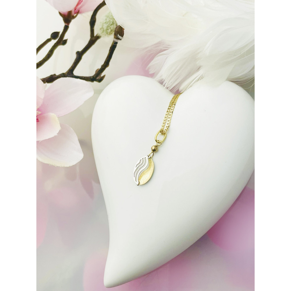 Złoty wisiorek zawieszka owalna fala bikolor