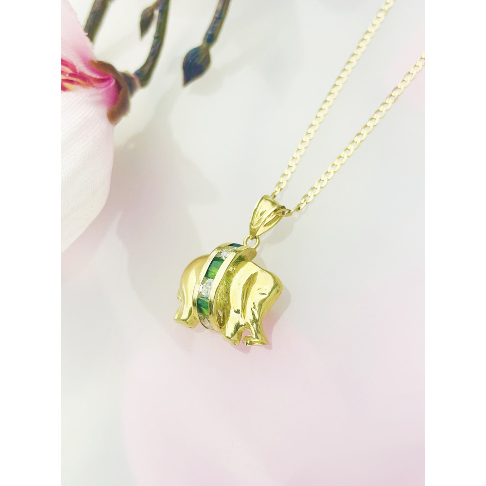 Elefant Anhänger Kettenanhänger Gelbgold Goldanhänger 585er 14KT mit Zirkonia