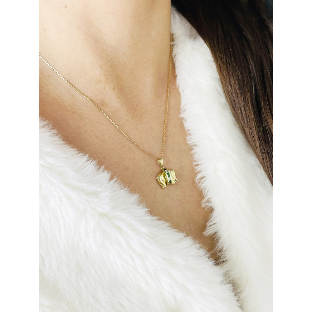 Elefant Anhänger Kettenanhänger Gelbgold Goldanhänger 585er 14KT mit Zirkonia