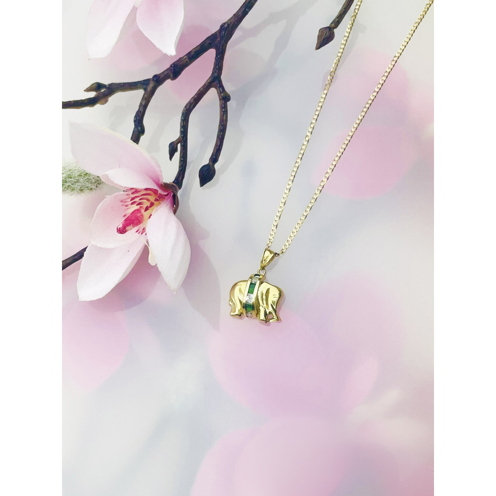 Elefant Anhänger Kettenanhänger Gelbgold Goldanhänger 585er 14KT mit Zirkonia