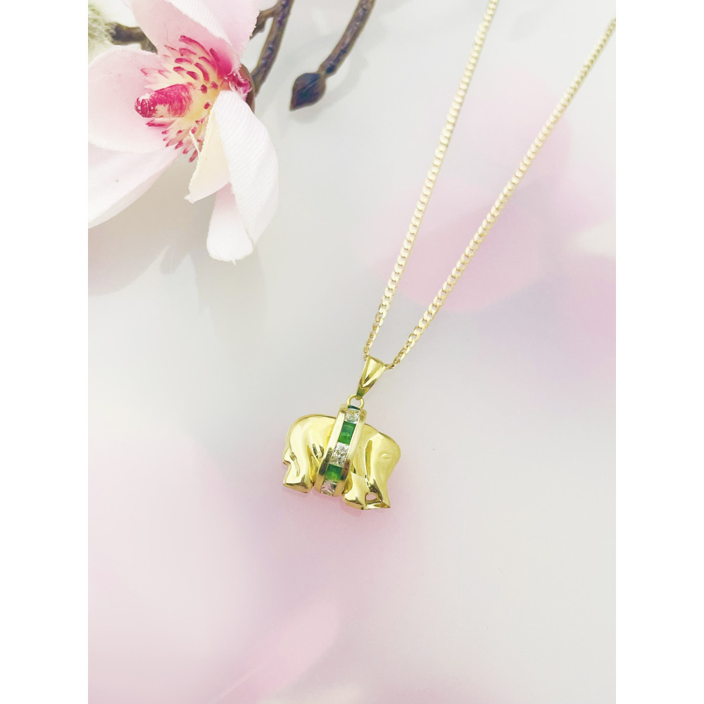 Elefant Anhänger Kettenanhänger Gelbgold Goldanhänger 585er 14KT mit Zirkonia