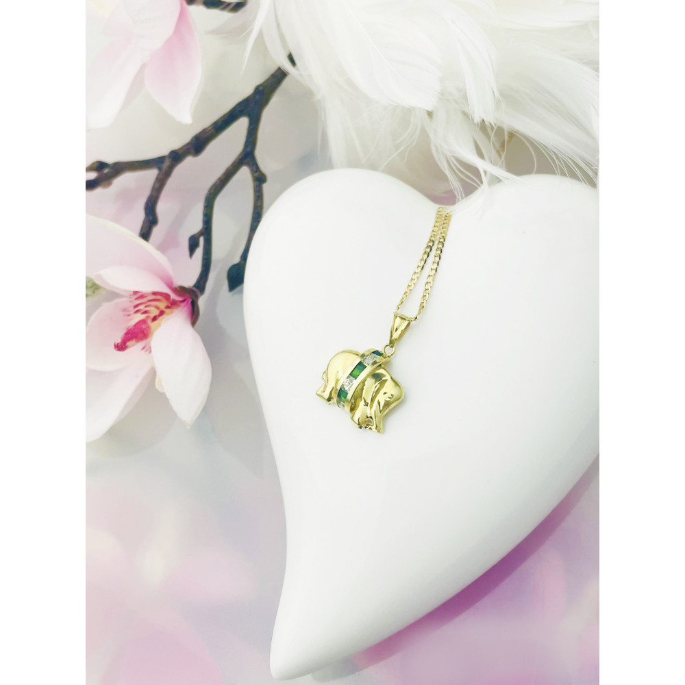 Elefant Anhänger Kettenanhänger Gelbgold Goldanhänger 585er 14KT mit Zirkonia