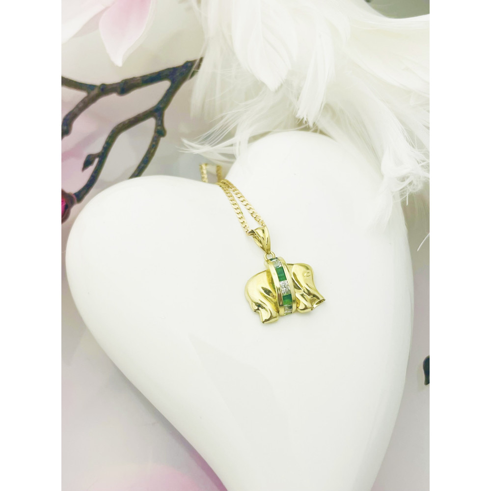 Elefant Anhänger Kettenanhänger Gelbgold Goldanhänger 585er 14KT mit Zirkonia