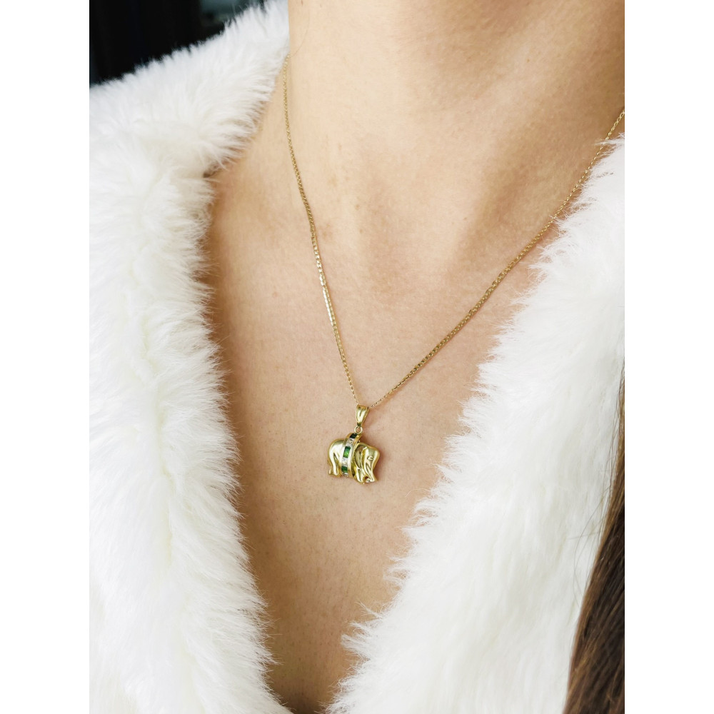 Elefant Anhänger Kettenanhänger Gelbgold Goldanhänger 585er 14KT mit Zirkonia