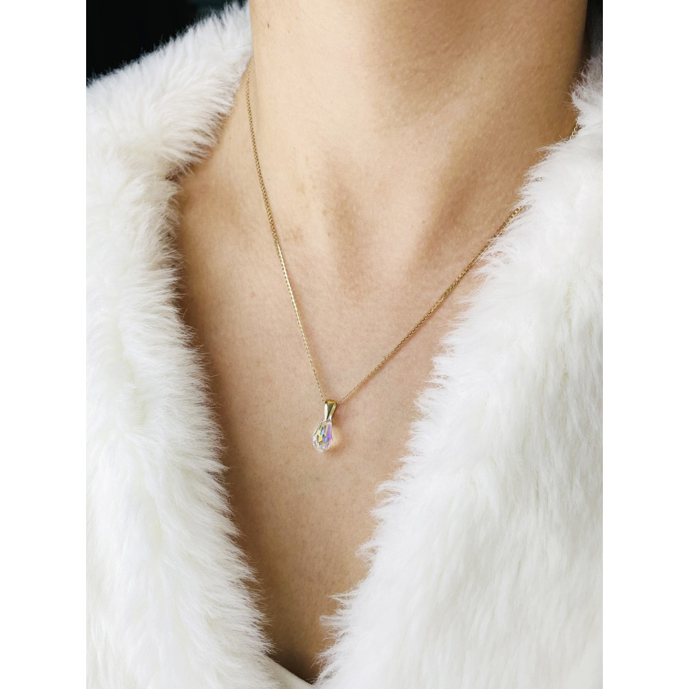 Kristall Anhänger Kettenanhänger Gelbgold Goldanhänger 585er 14KT