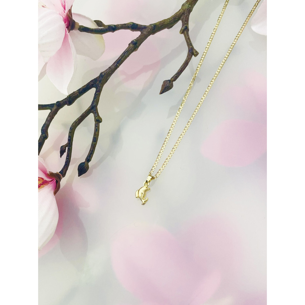 Złoty wisiorek zawieszka delfin figurka