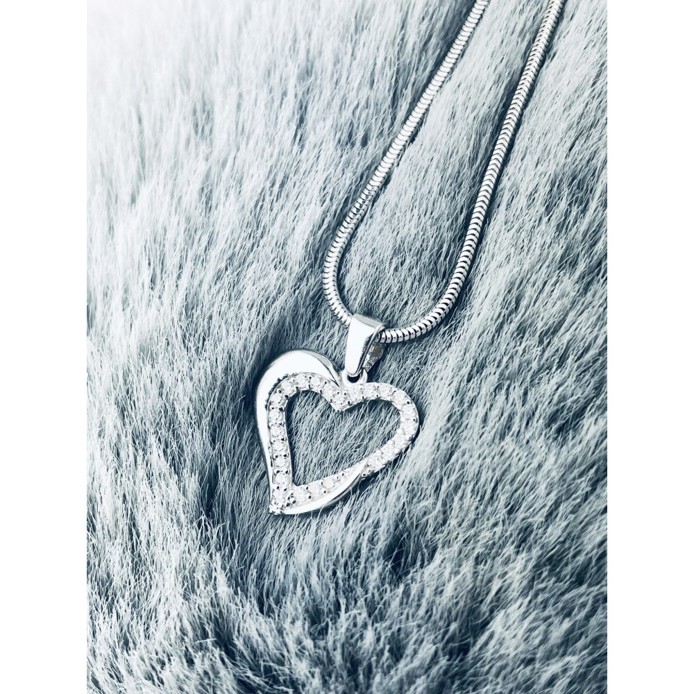 Anhänger Kettenanhänger Weißes Gold Goldanhänger Herz mit Zirkonia 585er 14KT