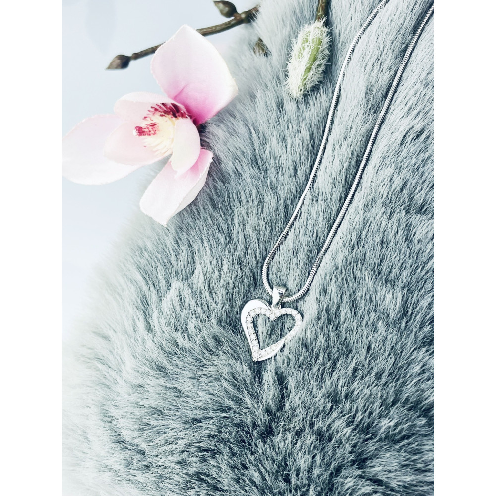 Anhänger Kettenanhänger Weißes Gold Goldanhänger Herz mit Zirkonia 585er 14KT