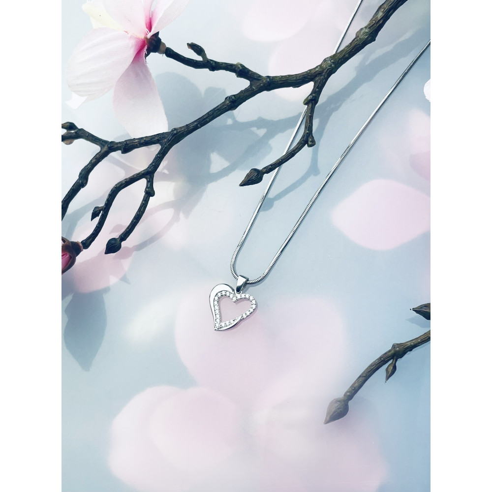 Anhänger Kettenanhänger Weißes Gold Goldanhänger Herz mit Zirkonia 585er 14KT