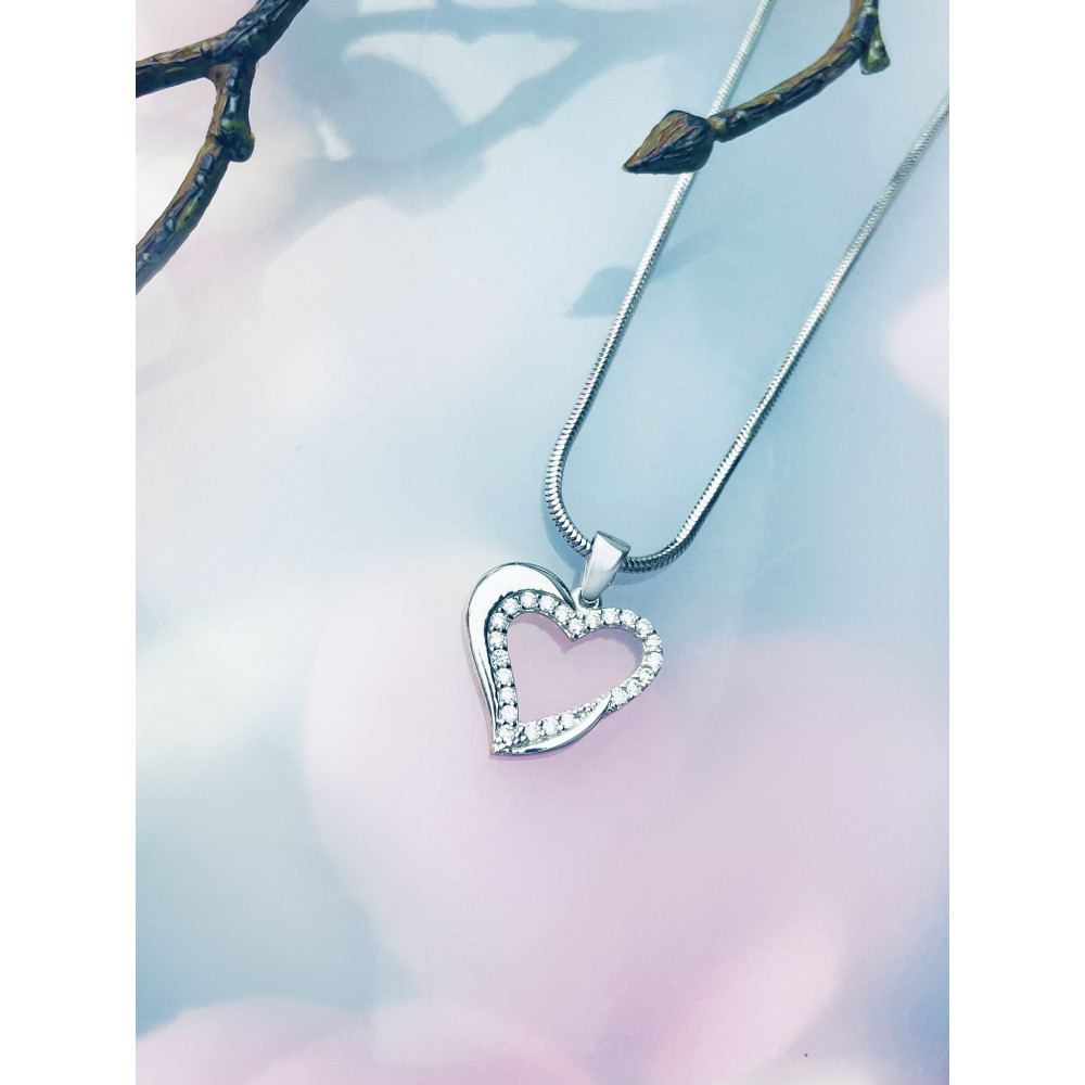 Anhänger Kettenanhänger Weißes Gold Goldanhänger Herz mit Zirkonia 585er 14KT