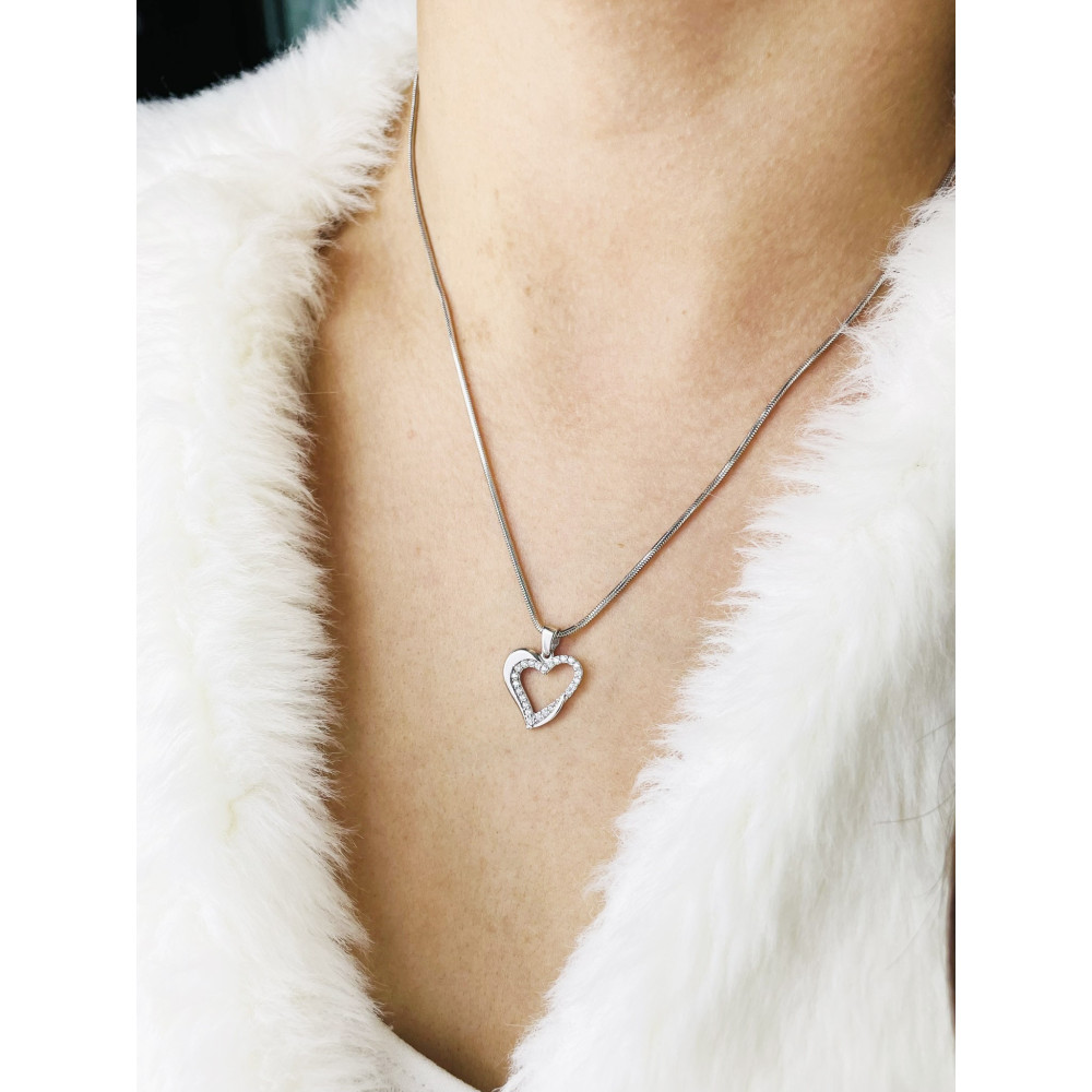 Złoty wisiorek zawieszka serce ażurowe z cyrkoniami