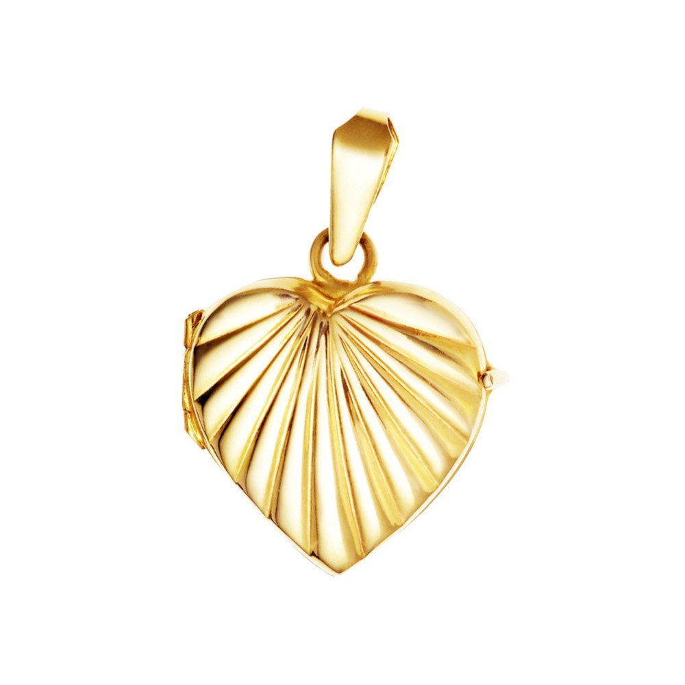 Damen Medaillon Gelbgold Goldanhänger Anhänger Herz Foto Amulett Talisman