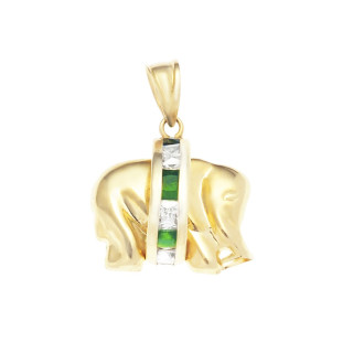 Elefant Anhänger Kettenanhänger Gelbgold Goldanhänger 585er 14KT mit Zirkonia