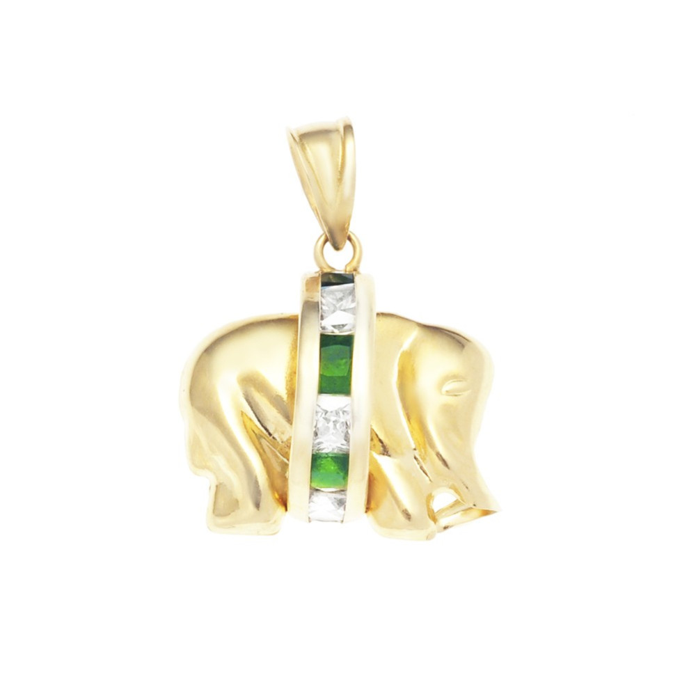 Elefant Anhänger Kettenanhänger Gelbgold Goldanhänger 585er 14KT mit Zirkonia