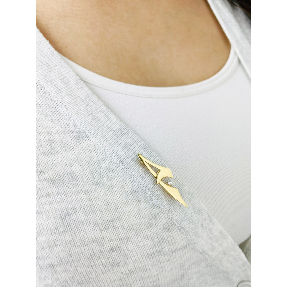 Goldbrosche Buchstabe A Gelbgold 585er 14KT mit Zirkonia