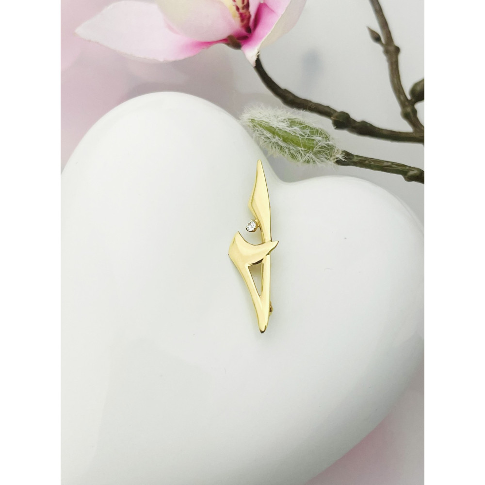 Goldbrosche Buchstabe A Gelbgold 585er 14KT mit Zirkonia