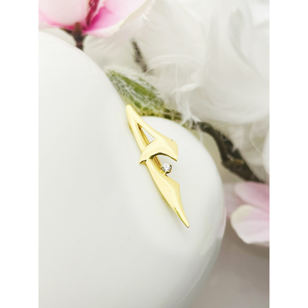 Goldbrosche Buchstabe A Gelbgold 585er 14KT mit Zirkonia