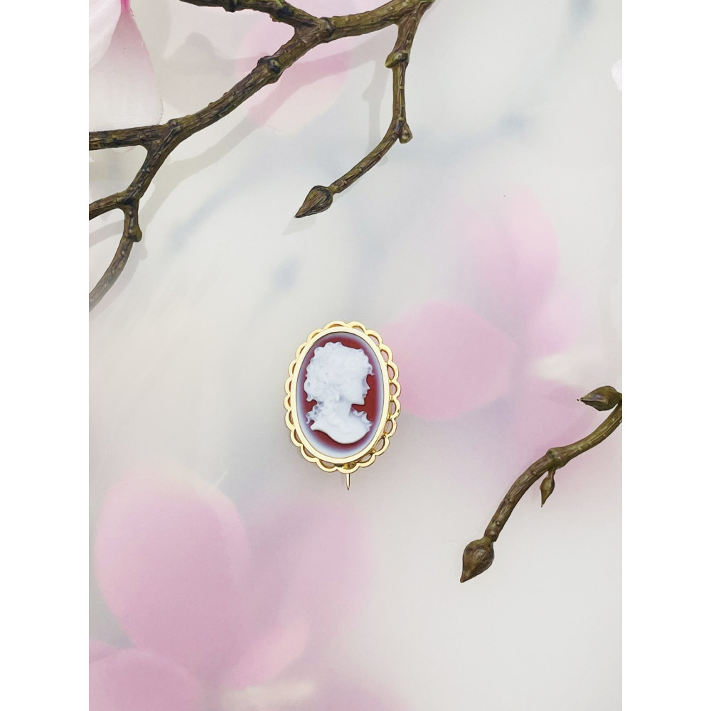 Kamea Goldbrosche Gelbgold 585er 14KT