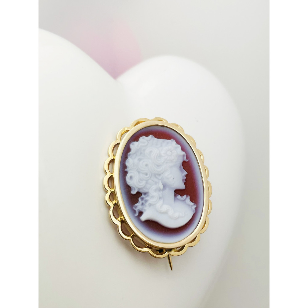 Kamea Goldbrosche Gelbgold 585er 14KT