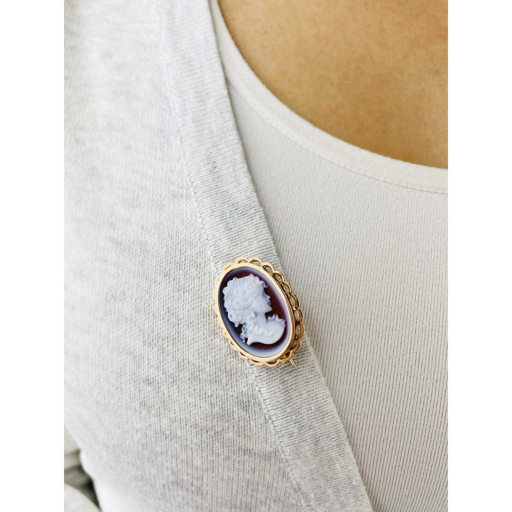 Złota broszka Kamea Vintage