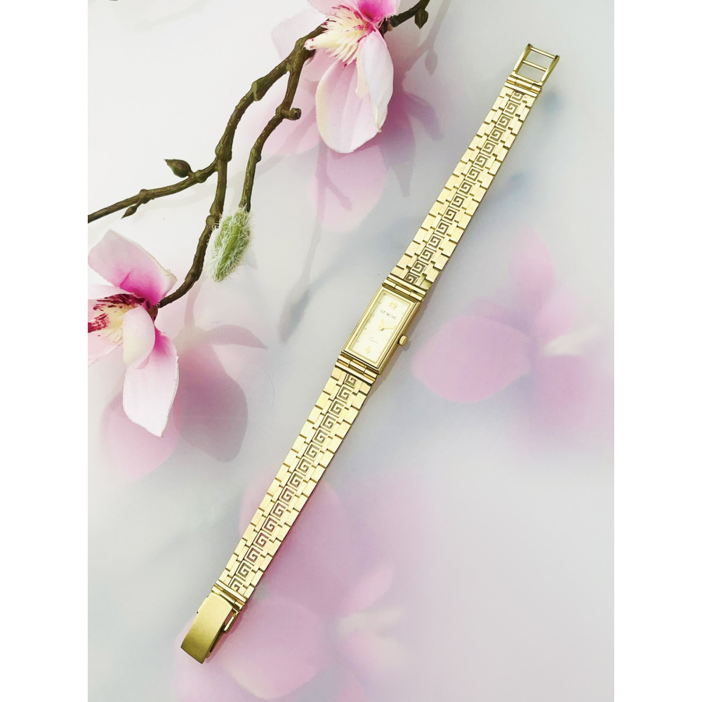 Złoty zegarek kwarcowy Geneve Quartz z bransoletką grecką