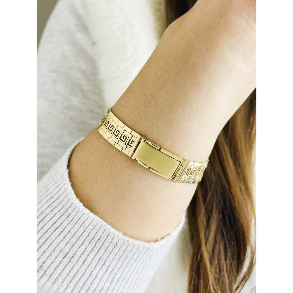 Złoty zegarek kwarcowy Geneve Quartz z bransoletką grecką