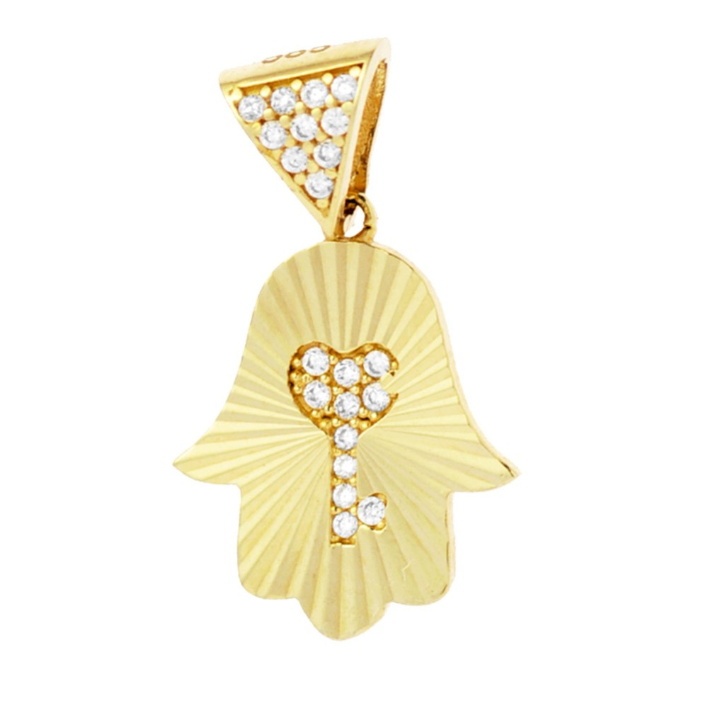 Złoty wisiorek zawieszka klucz ręka Fatimy