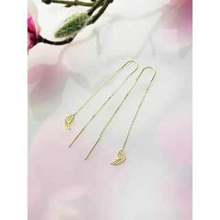 Flügel Gold Ohrringe mit Zirkonia Ohrhänger Ohrstecker Ohrschmuck Paar Gelbgold 585er 14KT