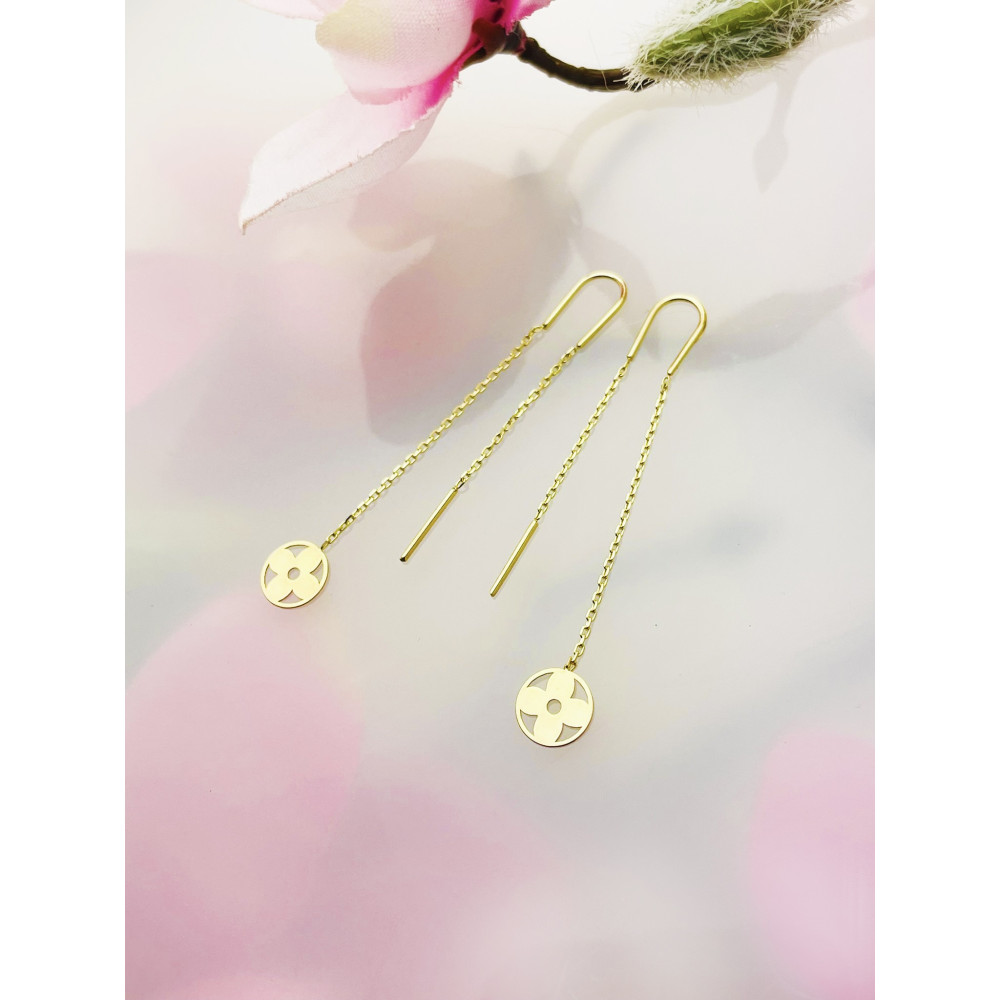 Blume Gold Ohrringe Ohrhänger Ohrstecker Ohrschmuck Paar Gelbgold 585er 14KT